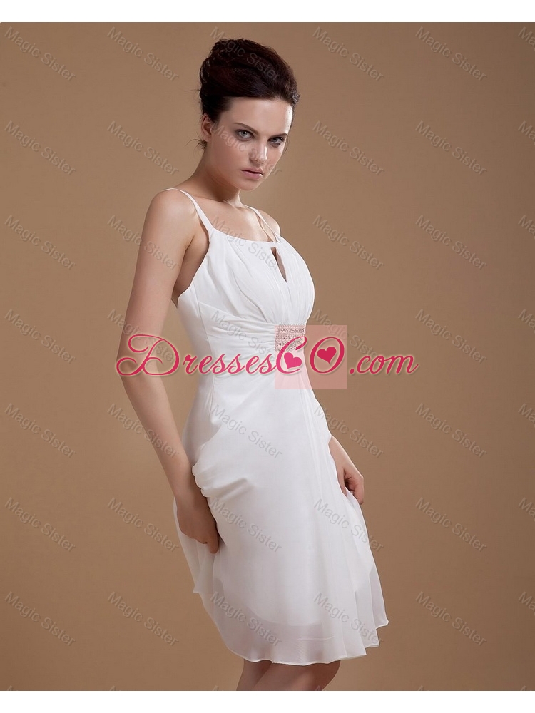 Gorgeous Exclusive Most Popular Straps White Short Prom Gowns with Beading