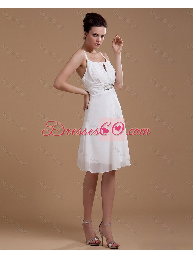 Gorgeous Exclusive Most Popular Straps White Short Prom Gowns with Beading