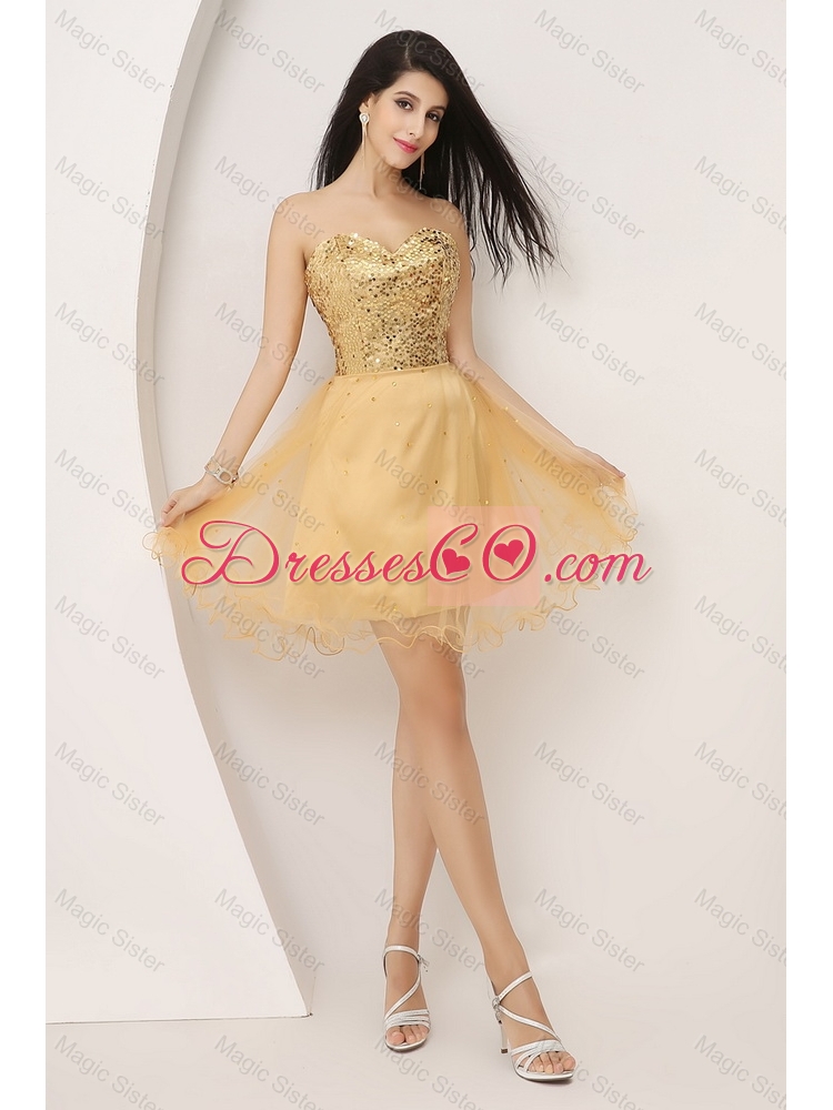 Luxurious A Line Gold Prom Gowns with Lace Up