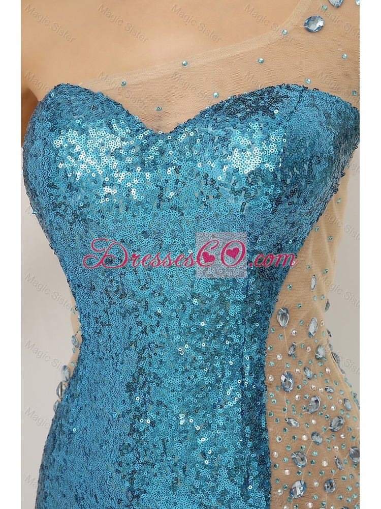 Luxurious Sequined Multi Color Prom Dress with Long Sleeve