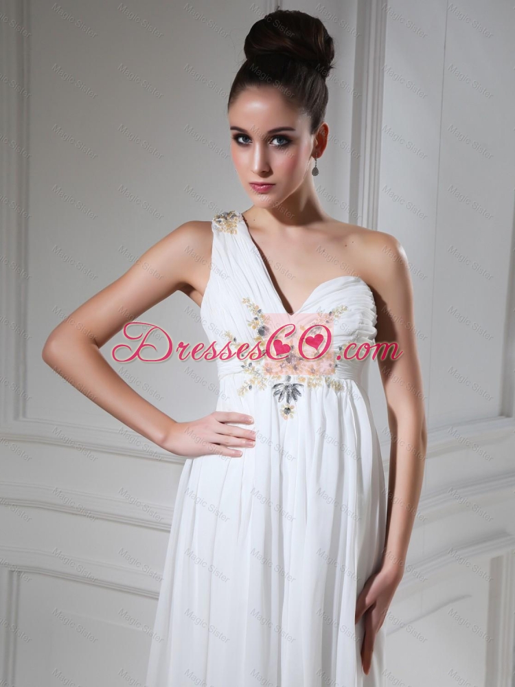 New Style Empire One Shoulder Prom Dress with Beading and Sequins
