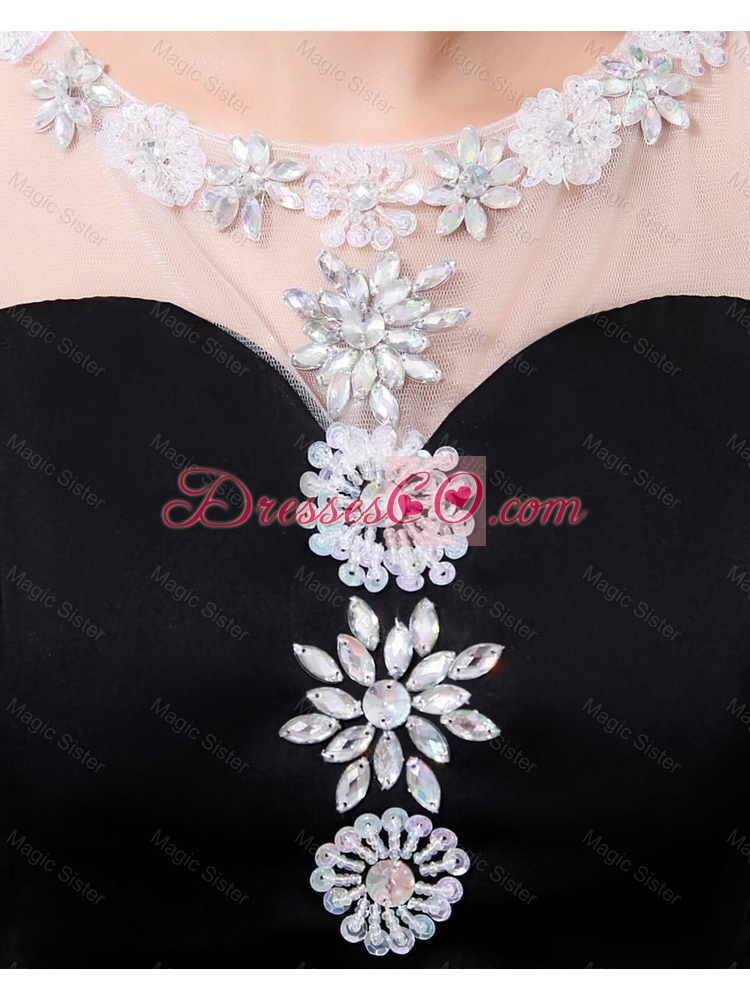 Romantic Column Scoop Beading and Sequins Prom Dress with High Slit