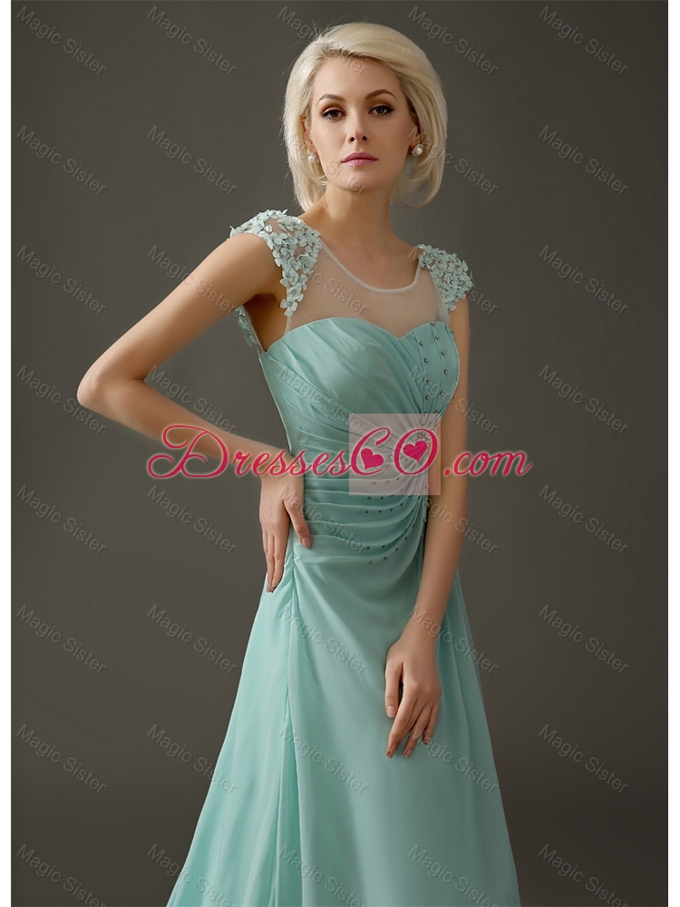 Beatiful  Gorgeous Cap Sleeves Prom Dress with Beading and Appliques