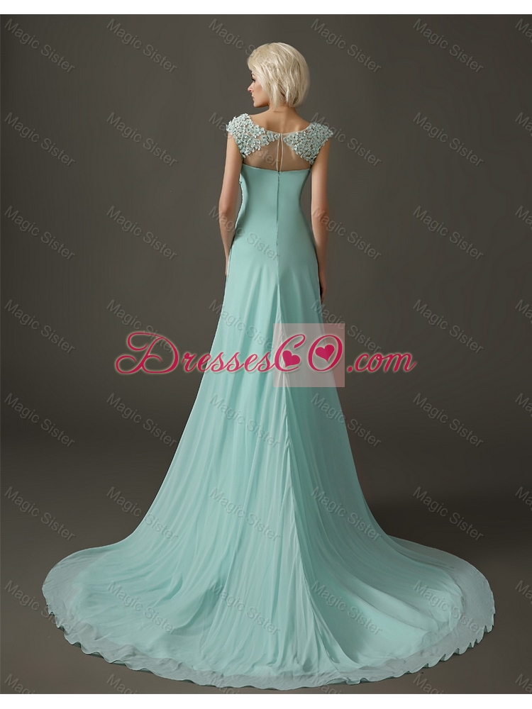 Beatiful  Gorgeous Cap Sleeves Prom Dress with Beading and Appliques