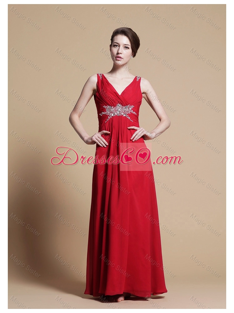 Empire V Neck Discount Prom Dress with Rhinestones for
