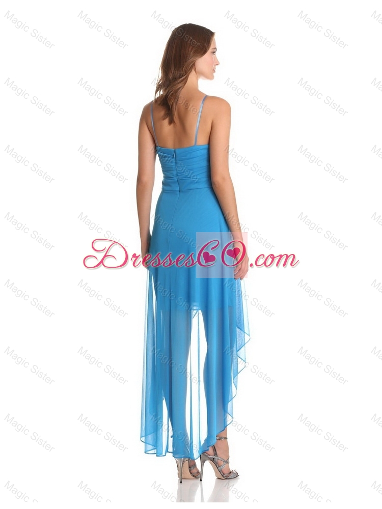 Hot Sale High Low Spaghetti Straps Prom Dress with Beading