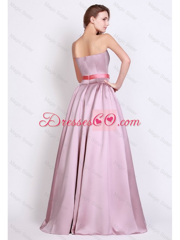 New Style Strapless Brush Train Prom Dress with Bowknot