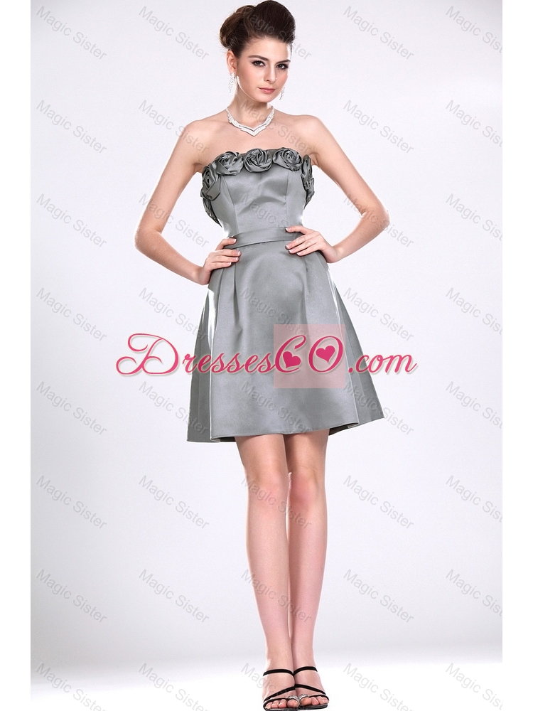 Affordable Hand Made Flowers Short Prom Dress in Taffeta