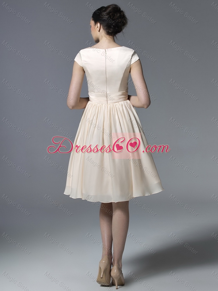 Inexpensive Short Champagne Prom Dress with Ruching