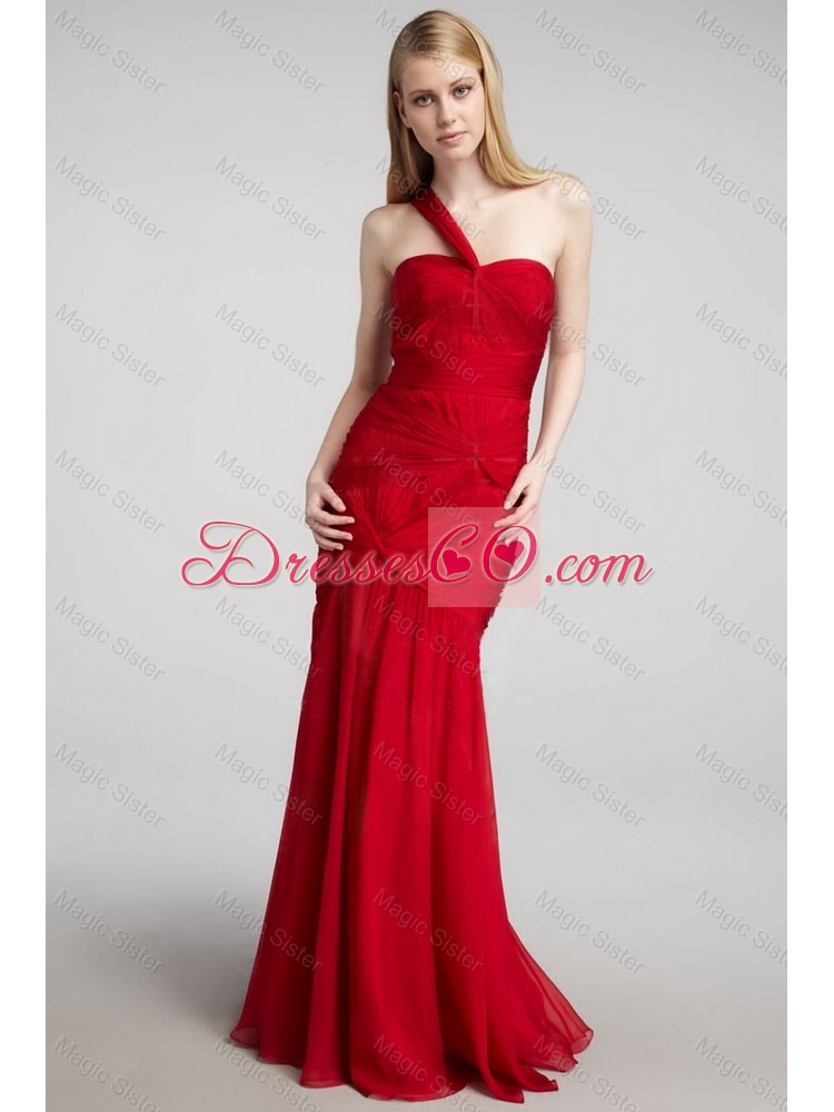 Spring One Shoulder Mermaid Prom Dress with Ruching