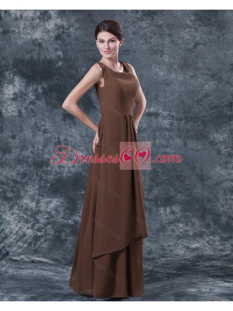 Beautiful Fashionable Discount Straps Brown Prom Dress with Ruching