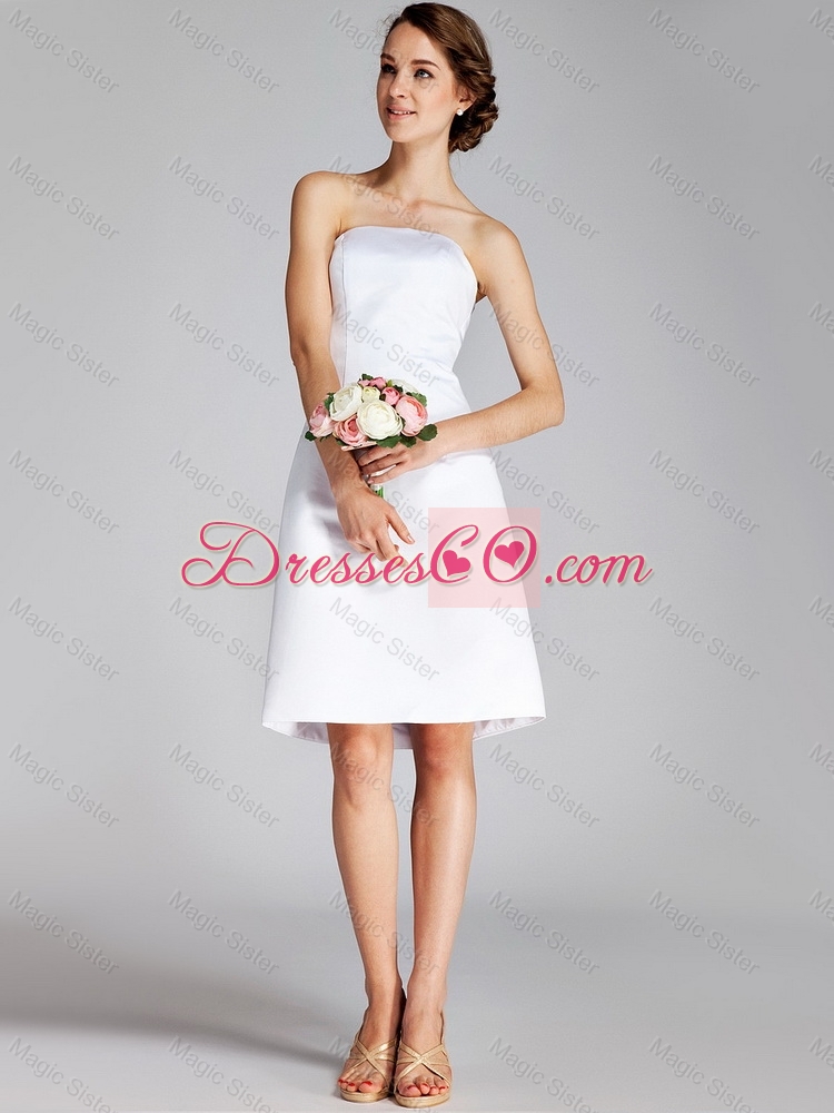 Beautiful Luxurious Strapless Ruching Short White Prom Dresses