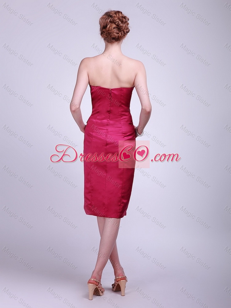 Fashionable Beautiful Strapless Knee Lengt Prom Gowns in Wine Red