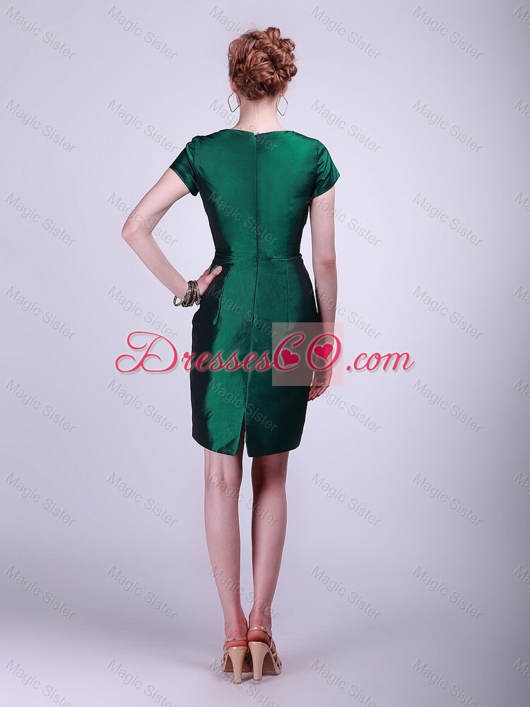 Gorgeous Elegant Discount Beautiful V Neck Short Sleeves Prom Gowns in Hunter Green