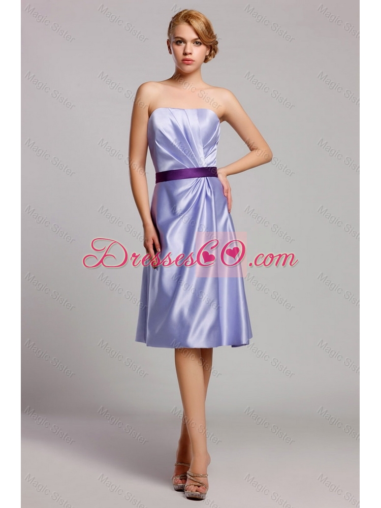 Gorgeous Exclusive Beautiful Classical Empire Strapless Short Prom Dress with Belt in Lavender