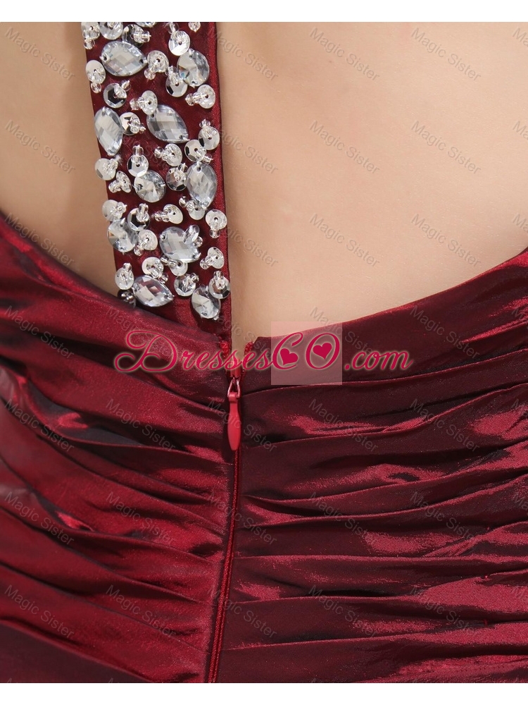 Most Popular Straps Burgundy Prom Dress with Beading