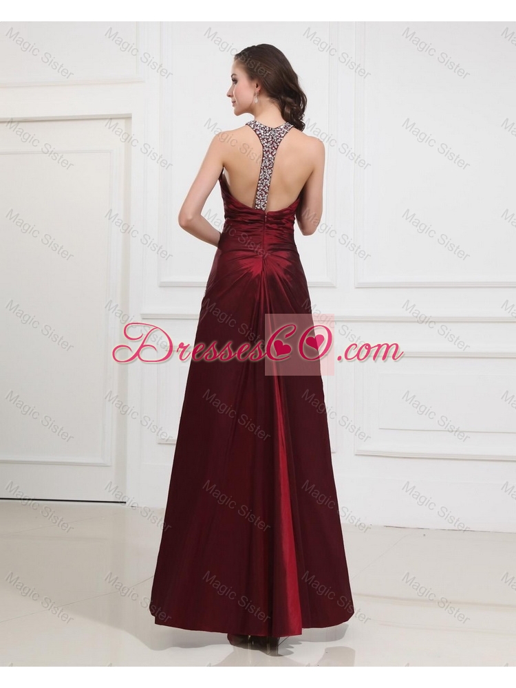 Most Popular Straps Burgundy Prom Dress with Beading