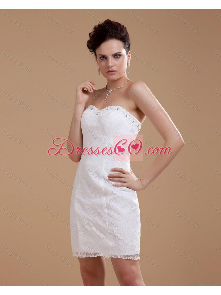 Perfect Pretty Beautiful Custom Made Beading Short White Prom Dress in Lace
