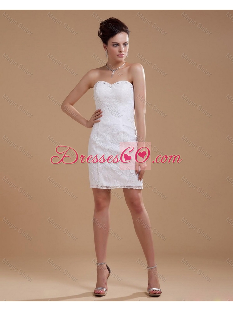 Perfect Pretty Beautiful Custom Made Beading Short White Prom Dress in Lace