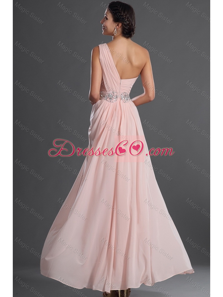 Popular New Style Beautiful Discount Empire One Shoulder Prom Dress with Ankle Length