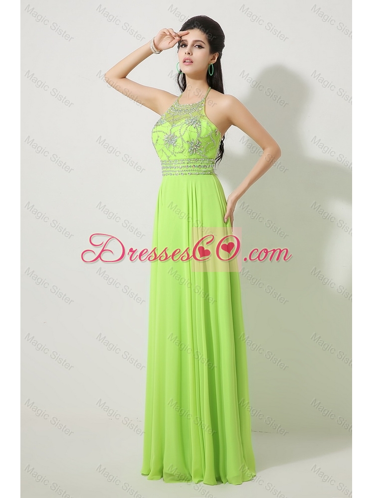 Pretty Cheap Lovely Beautiful Halter Top Beaded Prom Dress in Spring Green