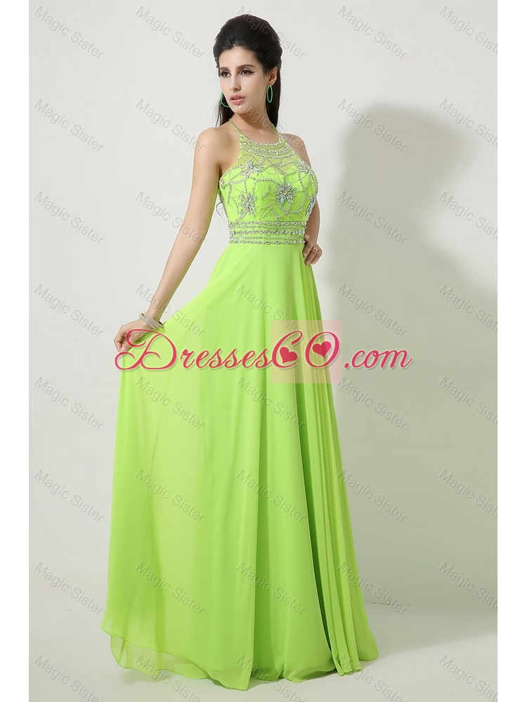Pretty Cheap Lovely Beautiful Halter Top Beaded Prom Dress in Spring Green