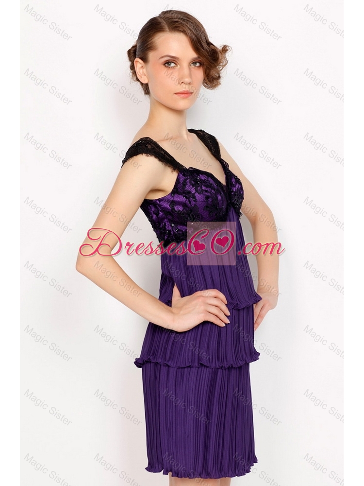 Sexy Empire Straps Prom Dress with Lace and Ruffled Layers