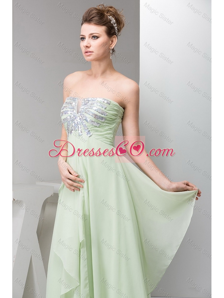 Simple Strapless Sequins Long Prom Dress