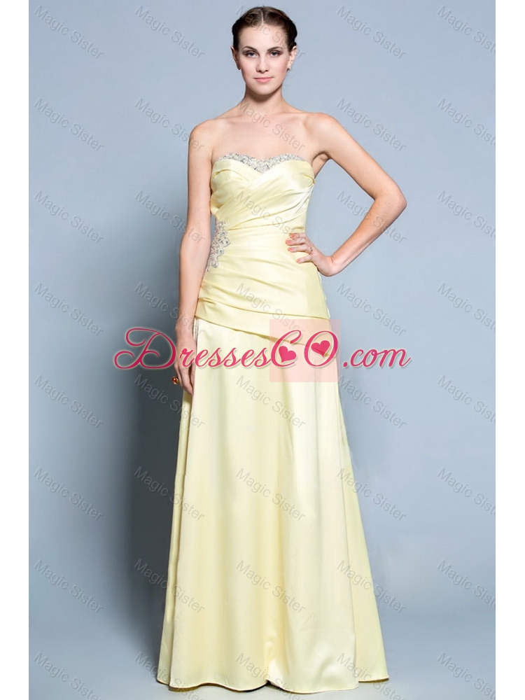 Wonderful Column Prom Dress with Beading in Light Yellow