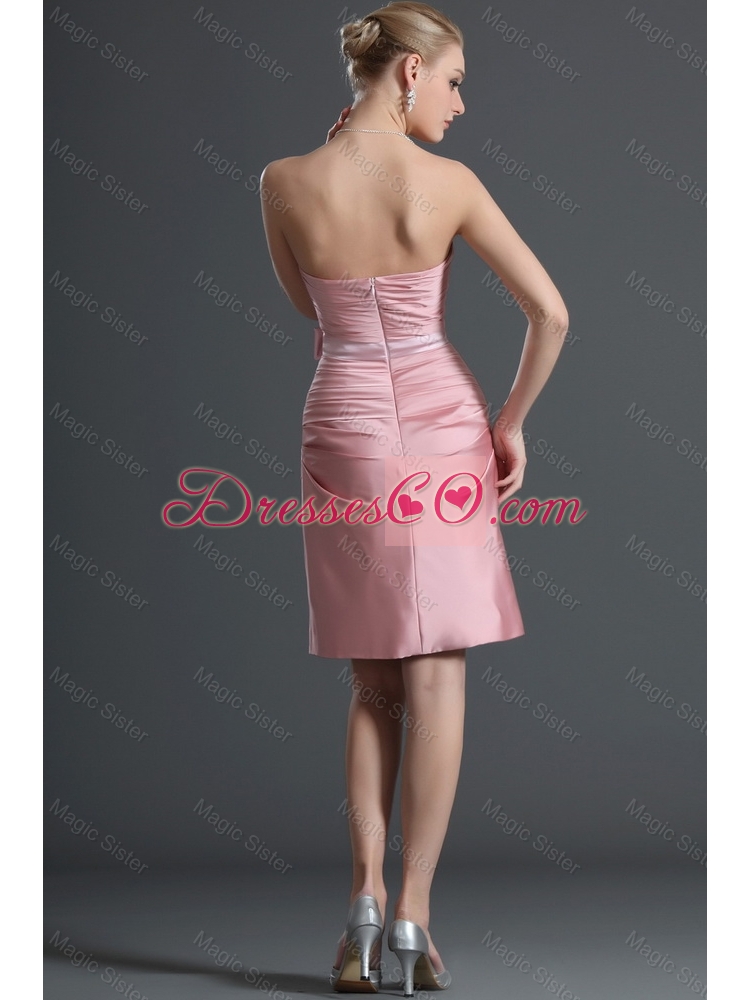 Classical Belt and Beading Pink Short Prom Dress