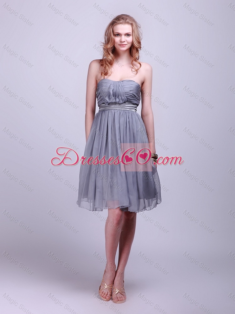 Classical Strapless Short Prom Dress with Belt and Ruching