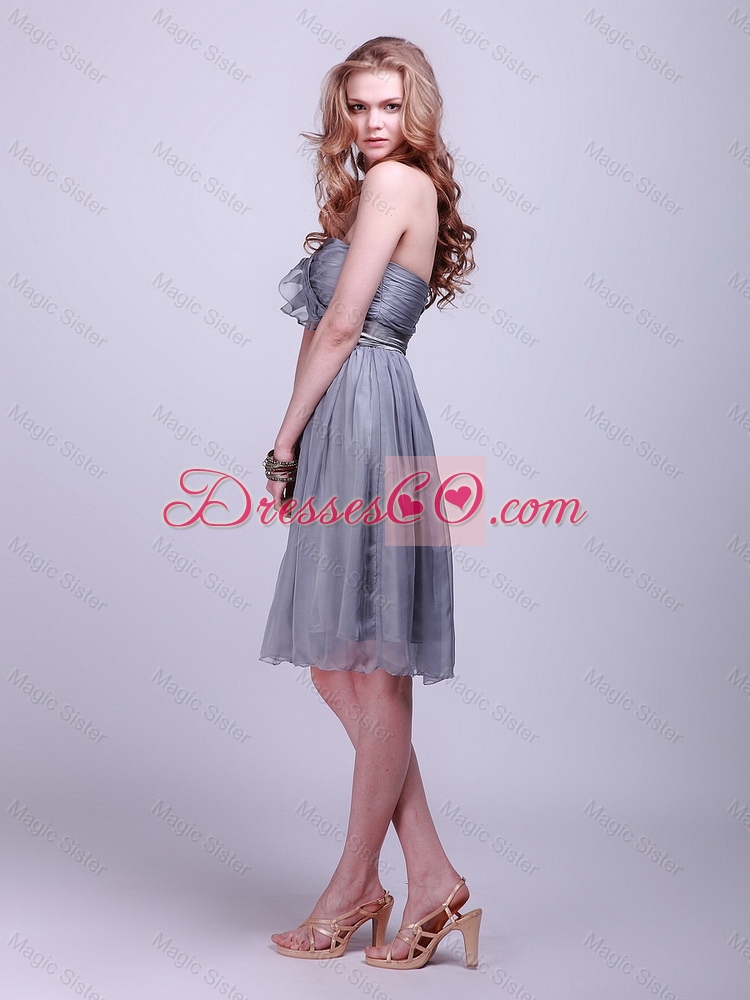 Classical Strapless Short Prom Dress with Belt and Ruching