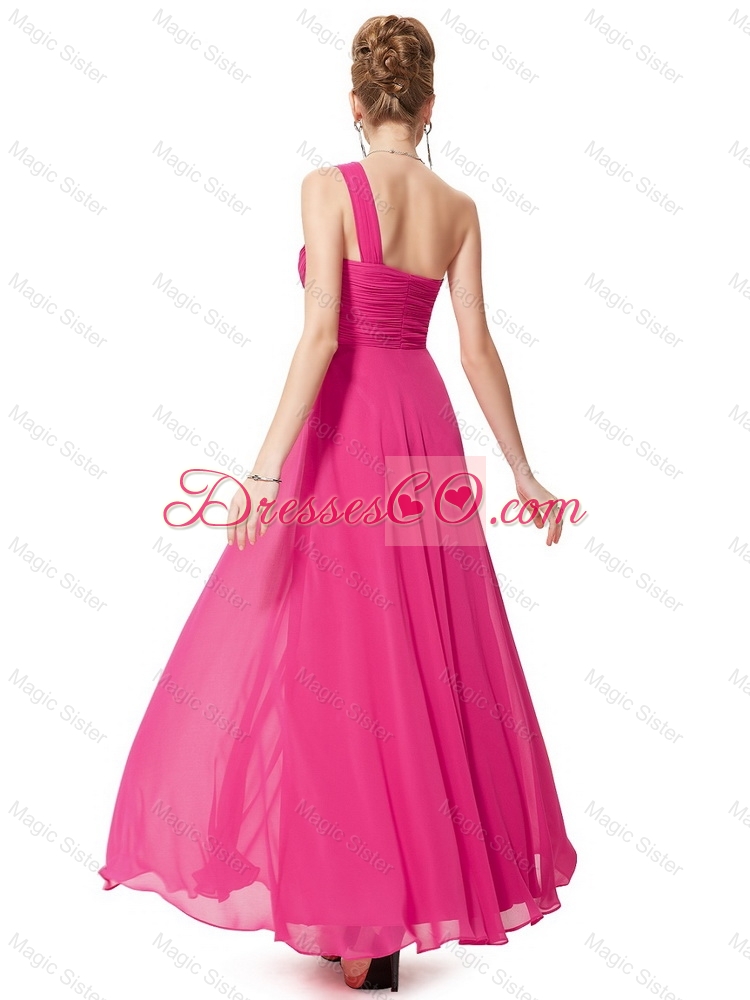Hot Sale Modern Empire One Shoulder Prom Dress with Beading