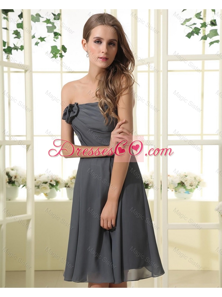 Hot Sale Pretty Hand Made Flower Grey Short Prom Dresses