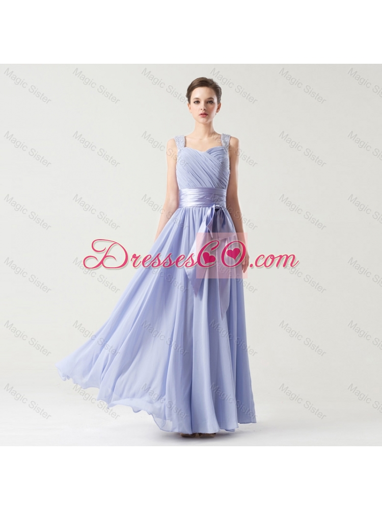 Hot Sale Straps Prom Gowns with Bowknot and Beading