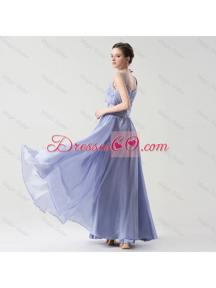Hot Sale Straps Prom Gowns with Bowknot and Beading
