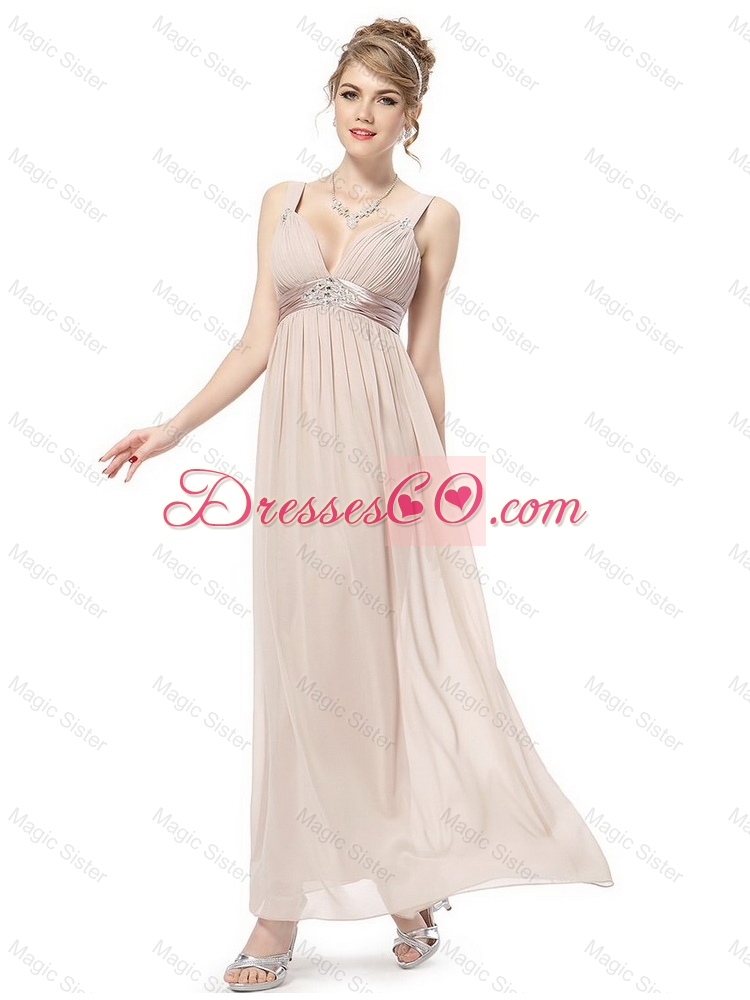 New Arrivals Beautiful Cheap Straps Ankle Length Prom Dress in Champagne