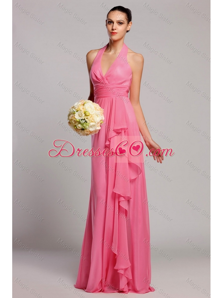 Classical Empire Halter Top Prom Dress with Ruching