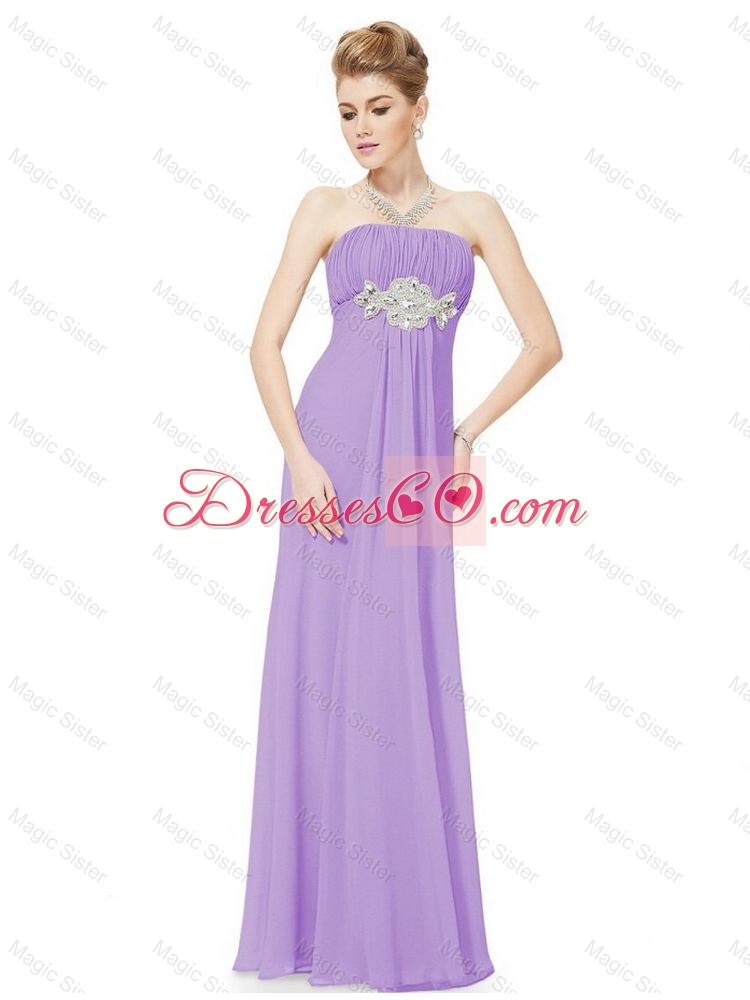 Empire Strapless Beaded Prom Dress in Lavender