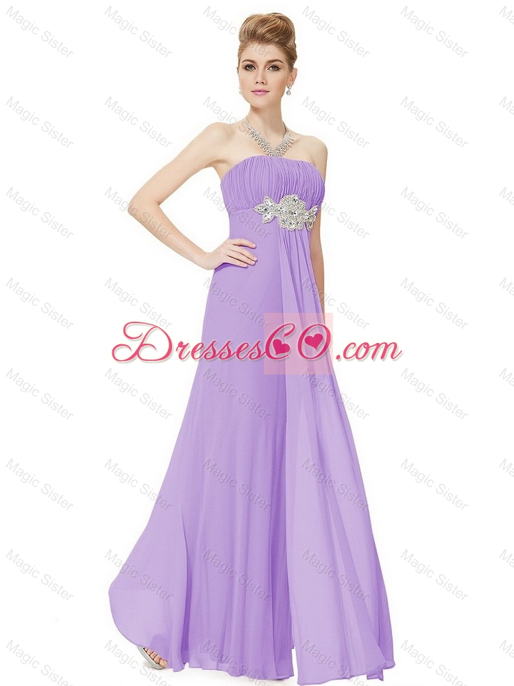Empire Strapless Beaded Prom Dress in Lavender
