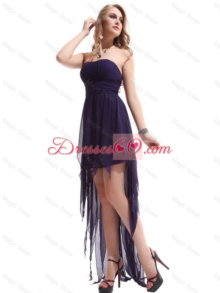 Beautiful Fashionable Discount Most Popular Strapless Backless Prom Dress with High Low