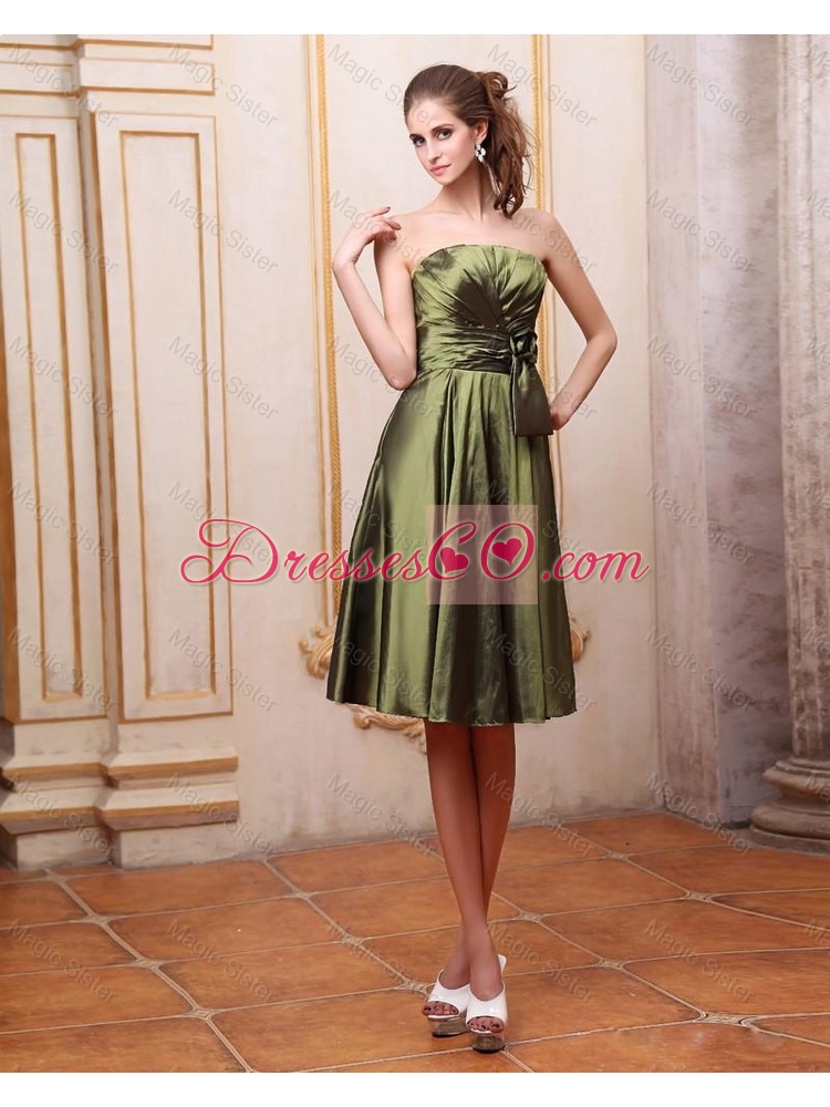 Beautiful Fashionable Discount Popular Strapless Short Prom Dress with Hand Made Flowers