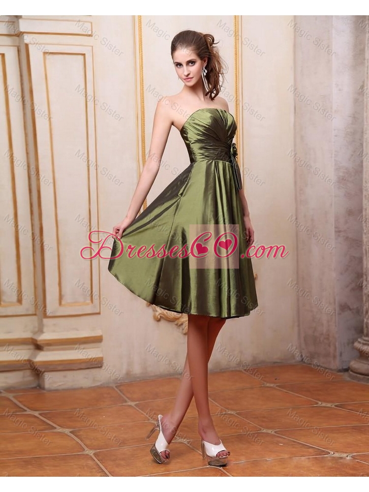 Beautiful Fashionable Discount Popular Strapless Short Prom Dress with Hand Made Flowers