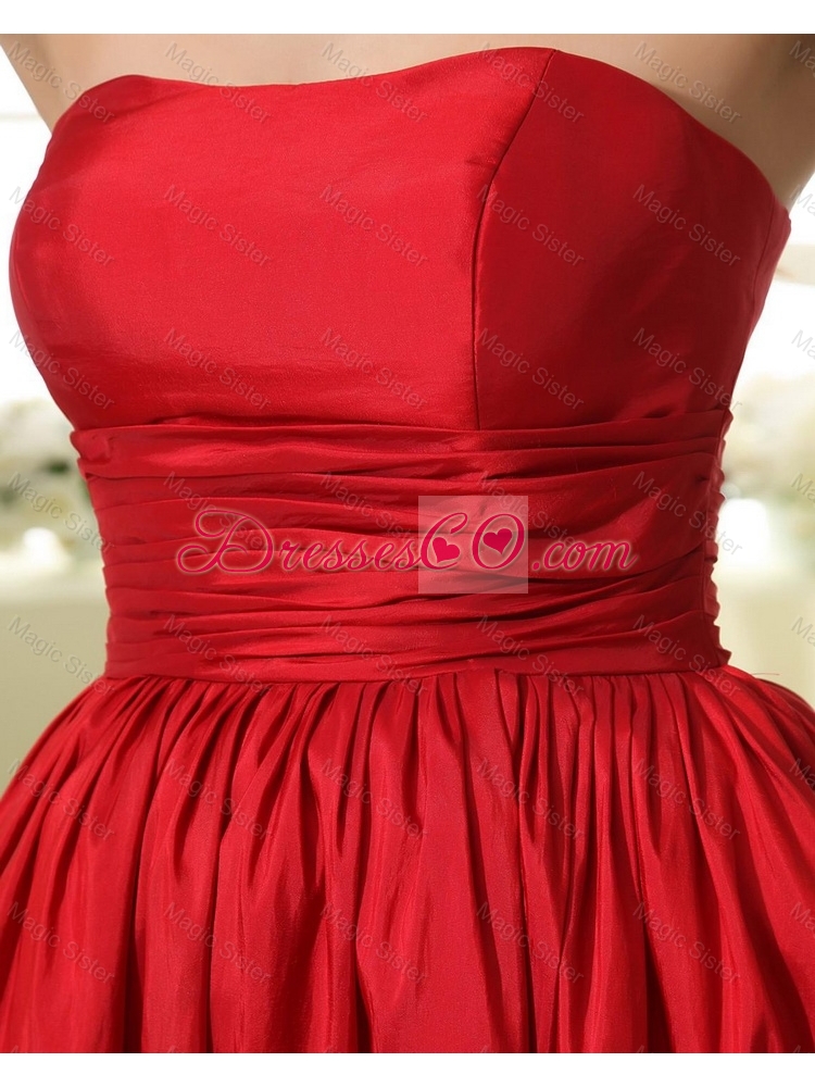 Comfortable Ruching and Pleats Short Prom Dress in Red for