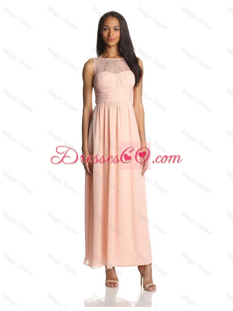 Elegant  Discount  Comfortable Empire Bateau Prom Dress with Lace