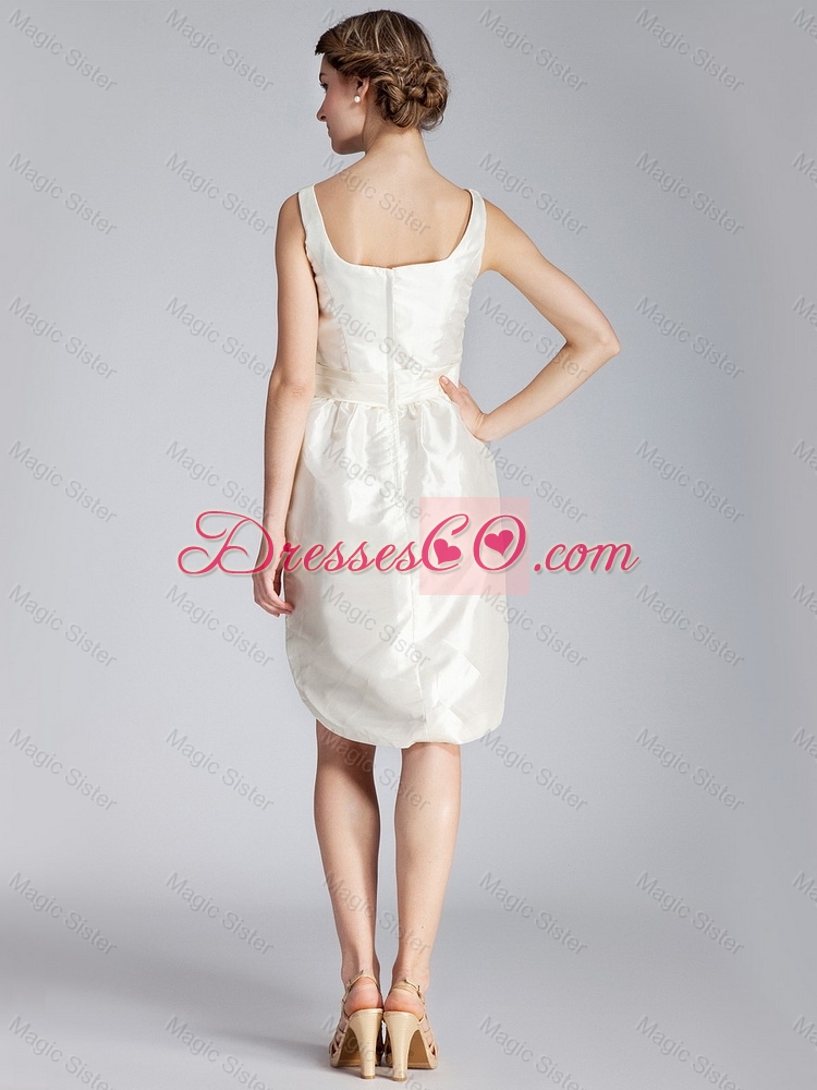 Elegant Discount Short Hand Made Flowers Prom Dress in White