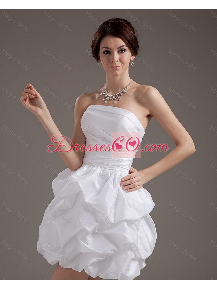 Latest Short Strapless White Prom Gowns with Pick Ups