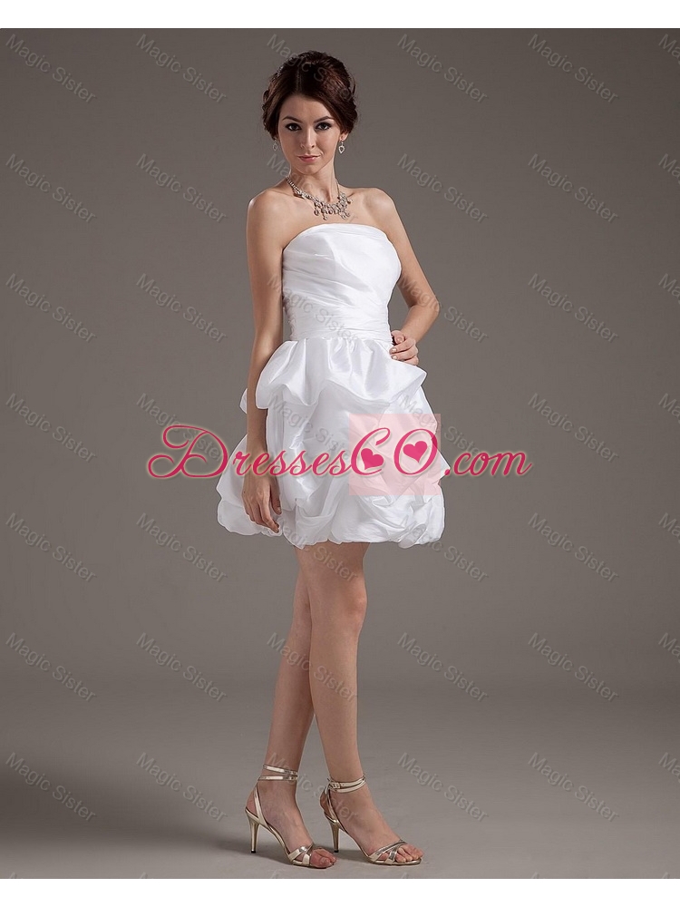 Latest Short Strapless White Prom Gowns with Pick Ups