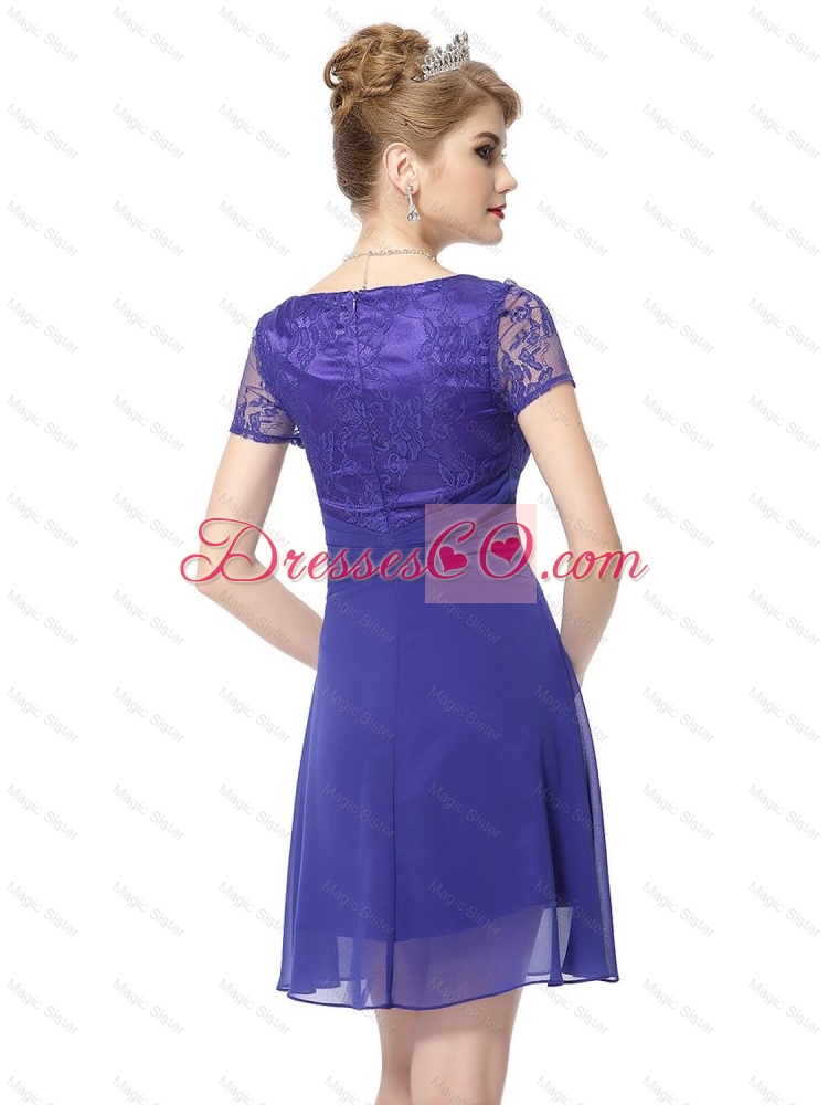Modest Elegant Discount Short Prom Dress with Lace