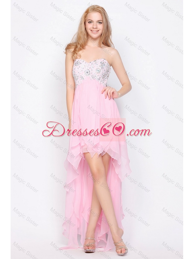 Popular New Style Discount Wonderful Empire High Low Prom Dress with Beading